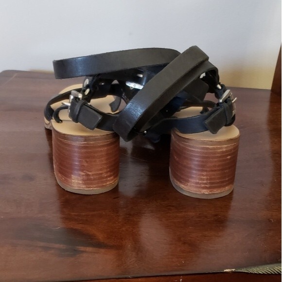 TopShop Valley Gladiator Black Leather Sandals Size 40 - Picture 6 of 11